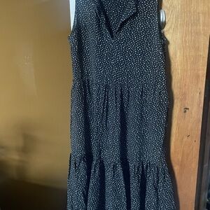 Blue Tiered Wrap Midi Dress for Work